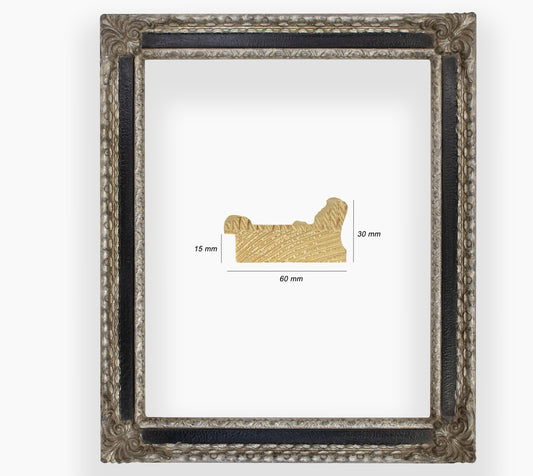 COR.343.602 cadre en bois à la feuille d'argent gorge noire