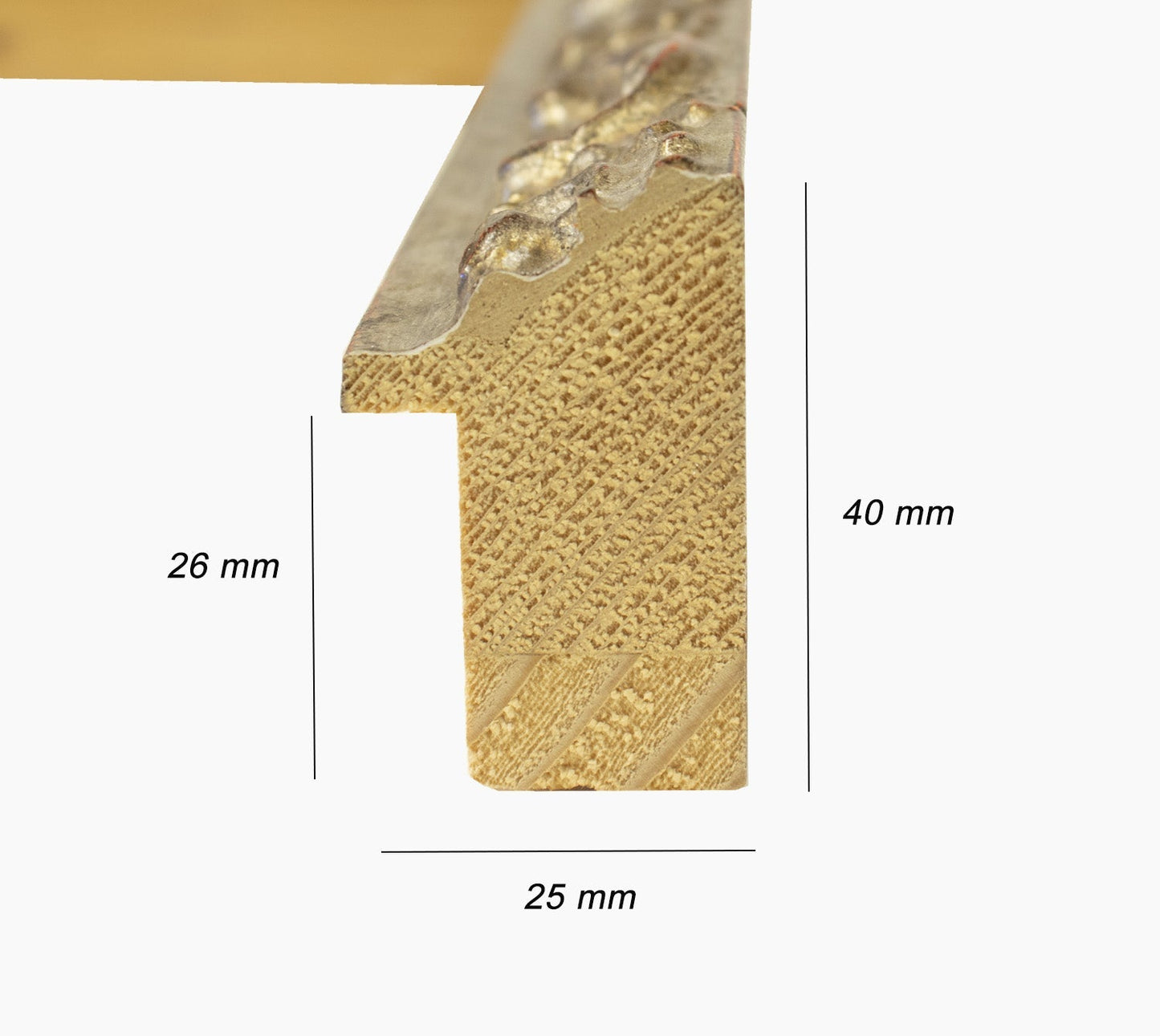 426.231 cadre en bois à la feuille d'argent antique mesure de profil 26x42 mm Lombarda cornici S.n.c.