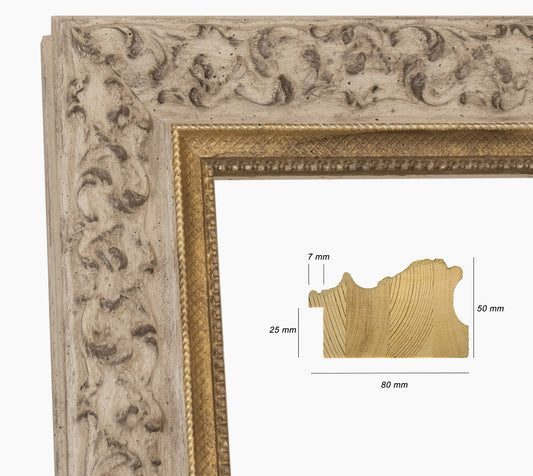 Cadre en bois d'or gorge gris tourterelle 4497.3004