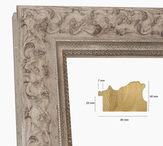 Cadre en bois gris tourterelle et argent 4497.3040