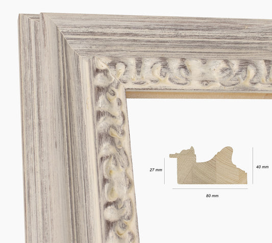 White frame, brown wooden background, custom made 506.920