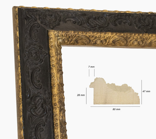 Cadre noire et or en bois sur mesure 634.601