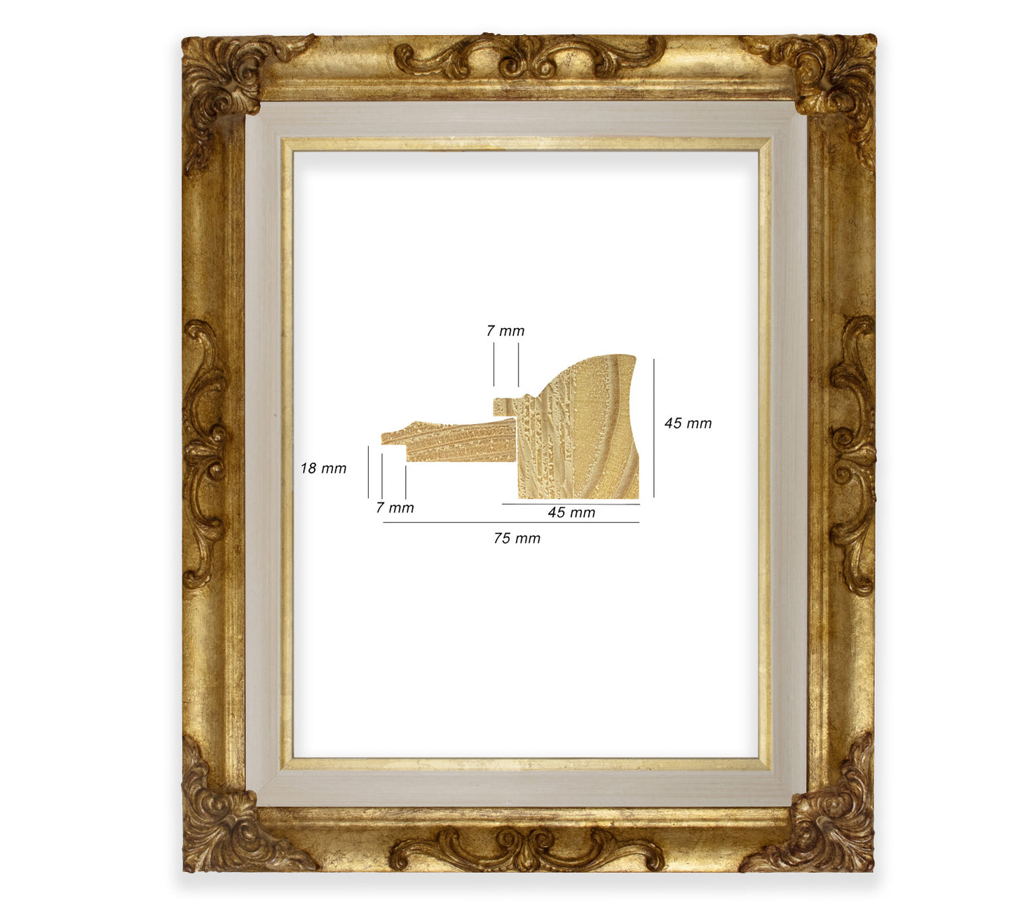 Cadre baroque a la feuille d'or COR227010135