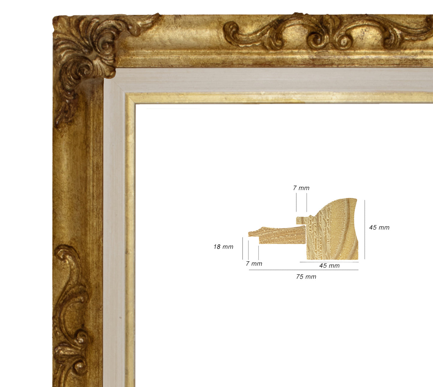 Cadre baroque a la feuille d'or COR227010135
