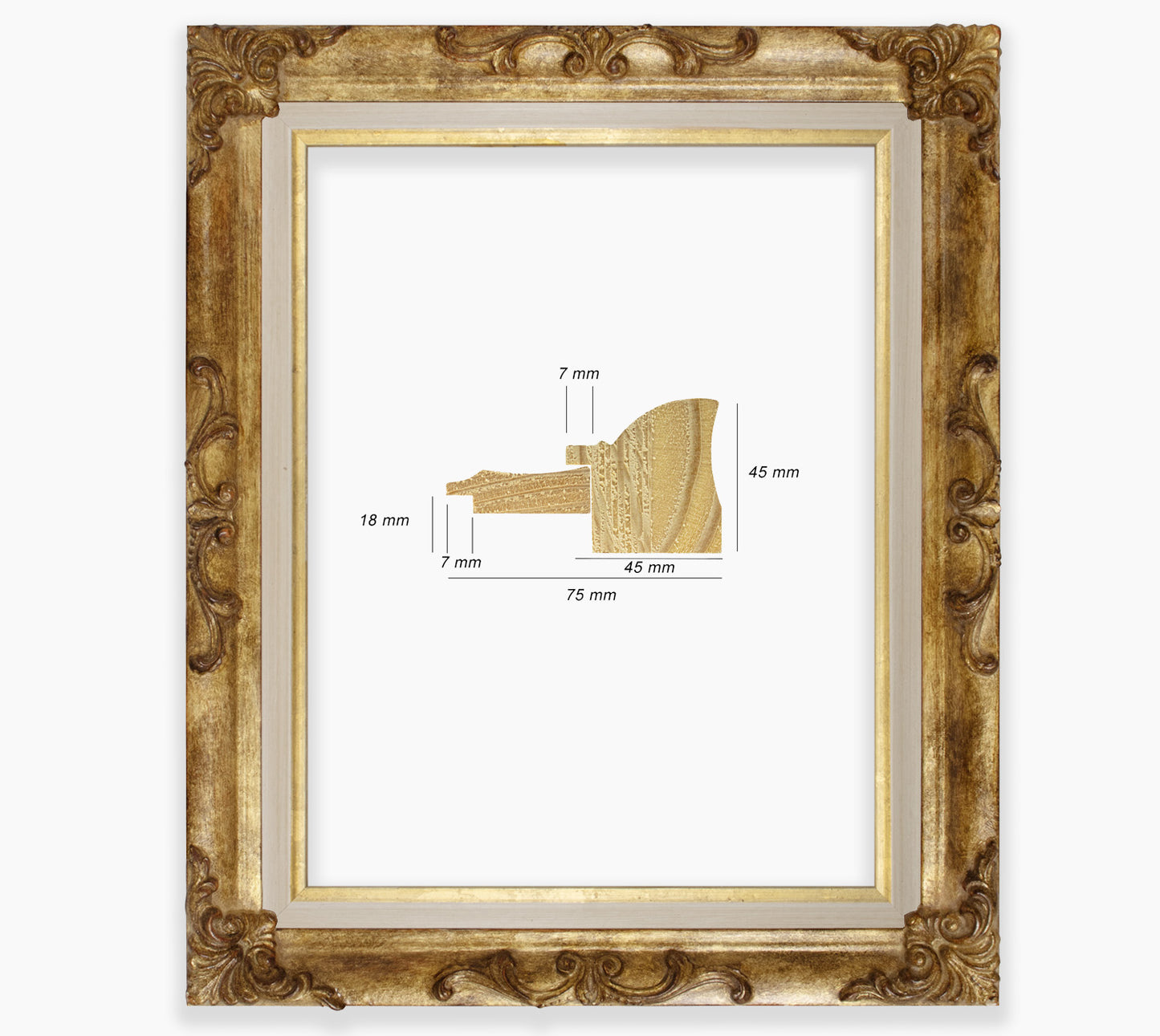 Cadre baroque a la feuille d'or antique COR227230135