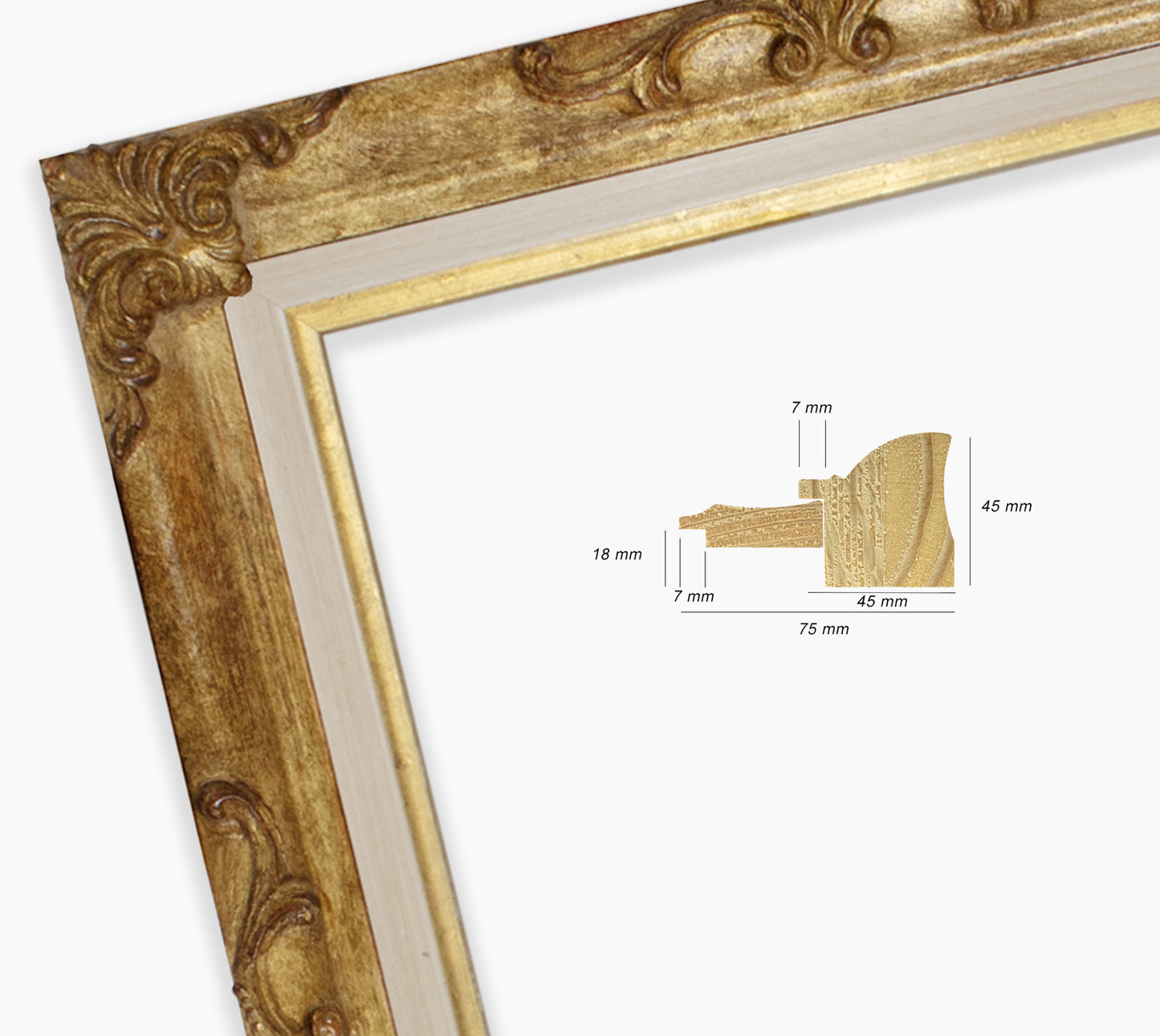 Cadre baroque a la feuille d'or antique COR227230135