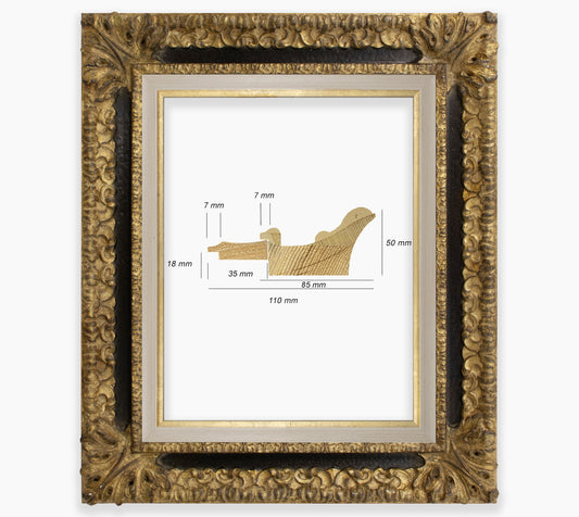 Cadre baroque noir a la feuille d'or COR4480601135