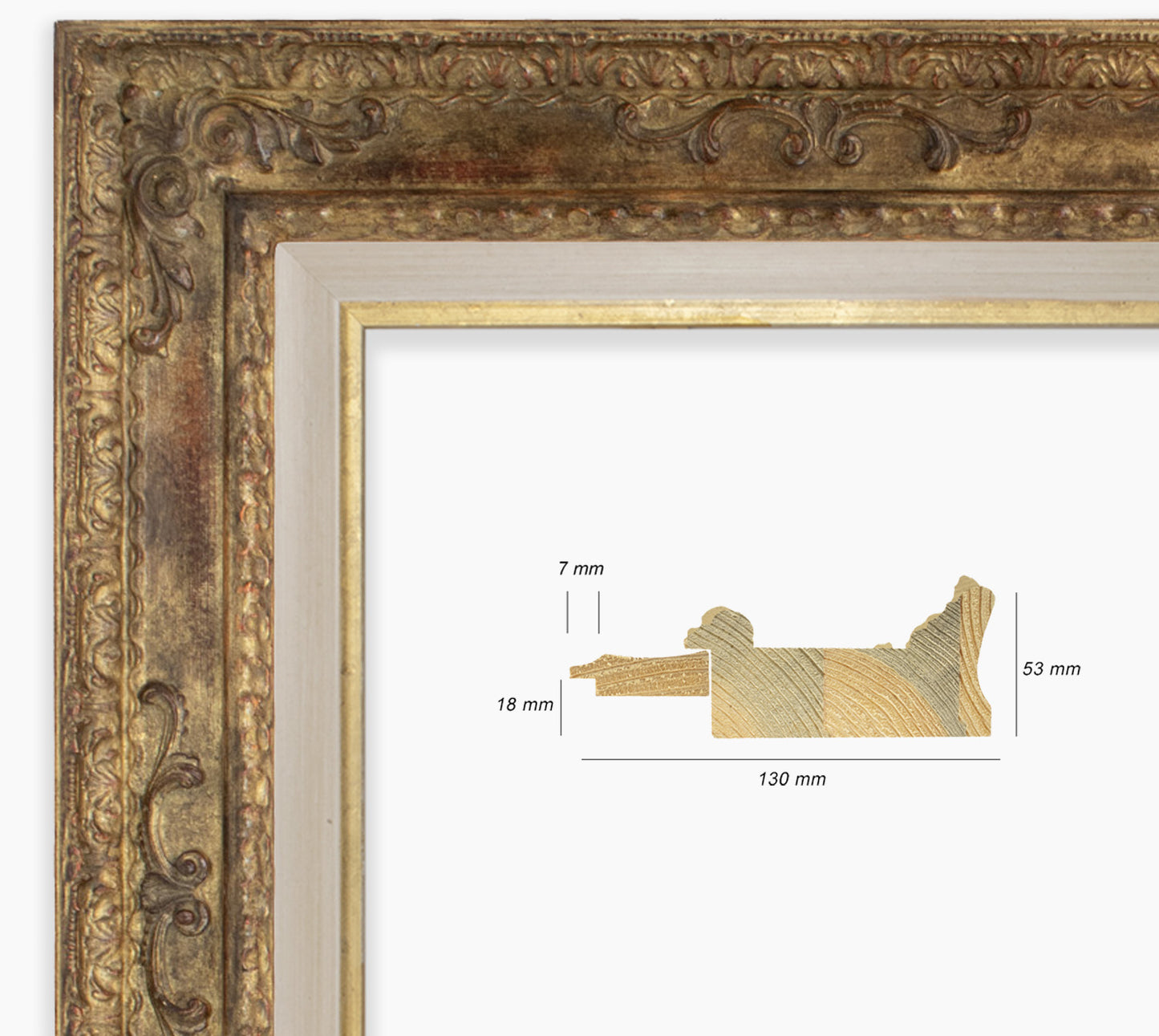 Cadre baroque a la feuille d'or antique COR743230135