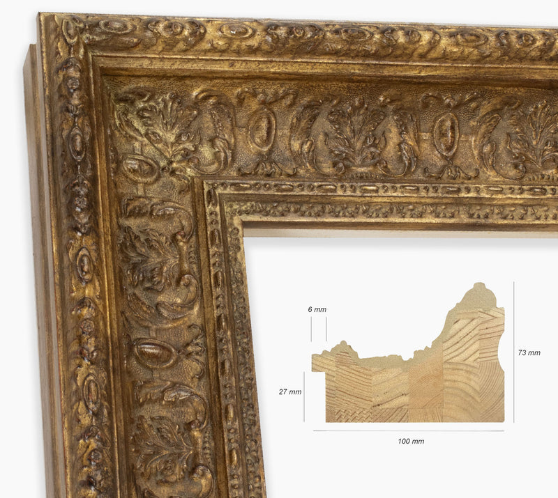 Cadre baroque en bois à la feuille d'or antique 6301.230
