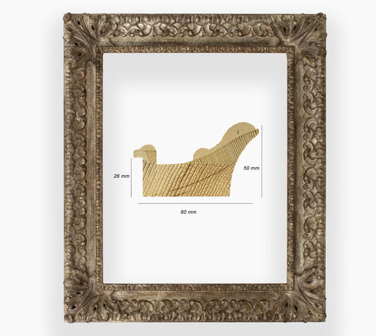 COR.4480.231 cadre en bois à la feuille argent antique