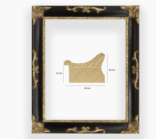 COR.620.601 cadre en bois à la feuille d'or gorge noire
