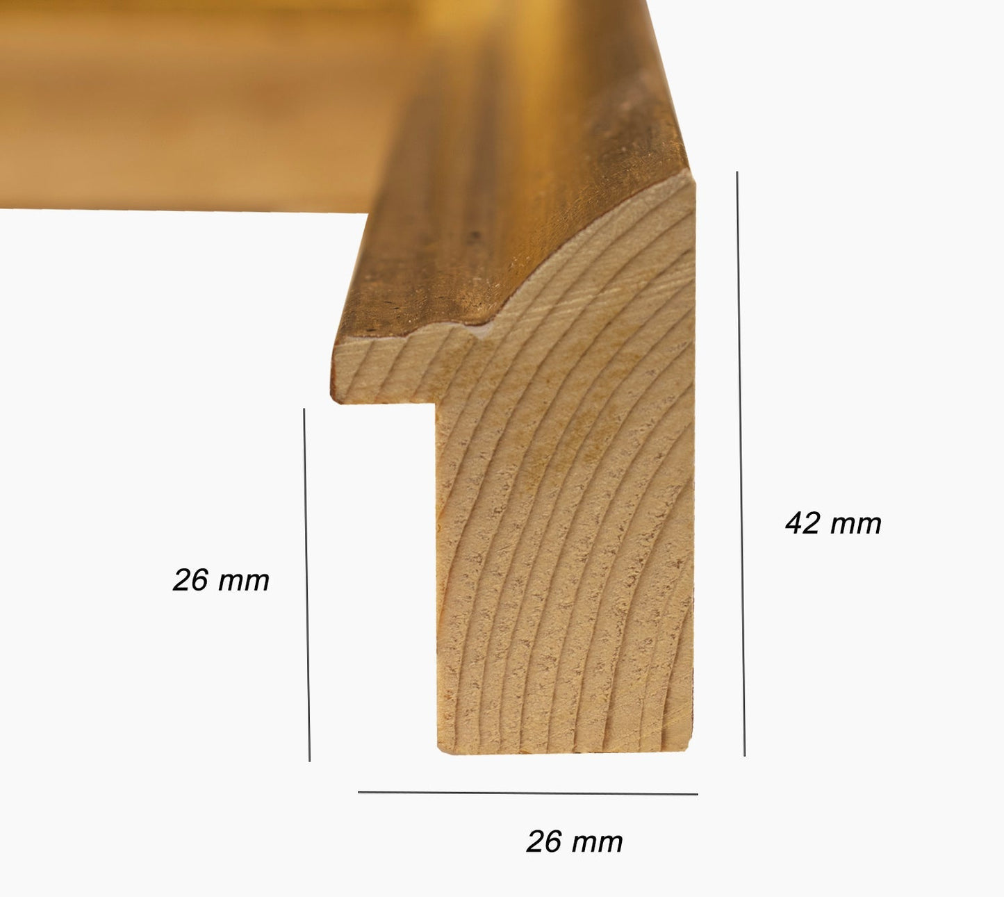 226.010 cadre en bois à la feuille d'or. mesure de profil 42x26 mm Lombarda cornici S.n.c.
