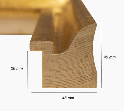 229.010 cadre en bois à la feuille d'or mesure de profil 45x45 mm Lombarda cornici S.n.c.