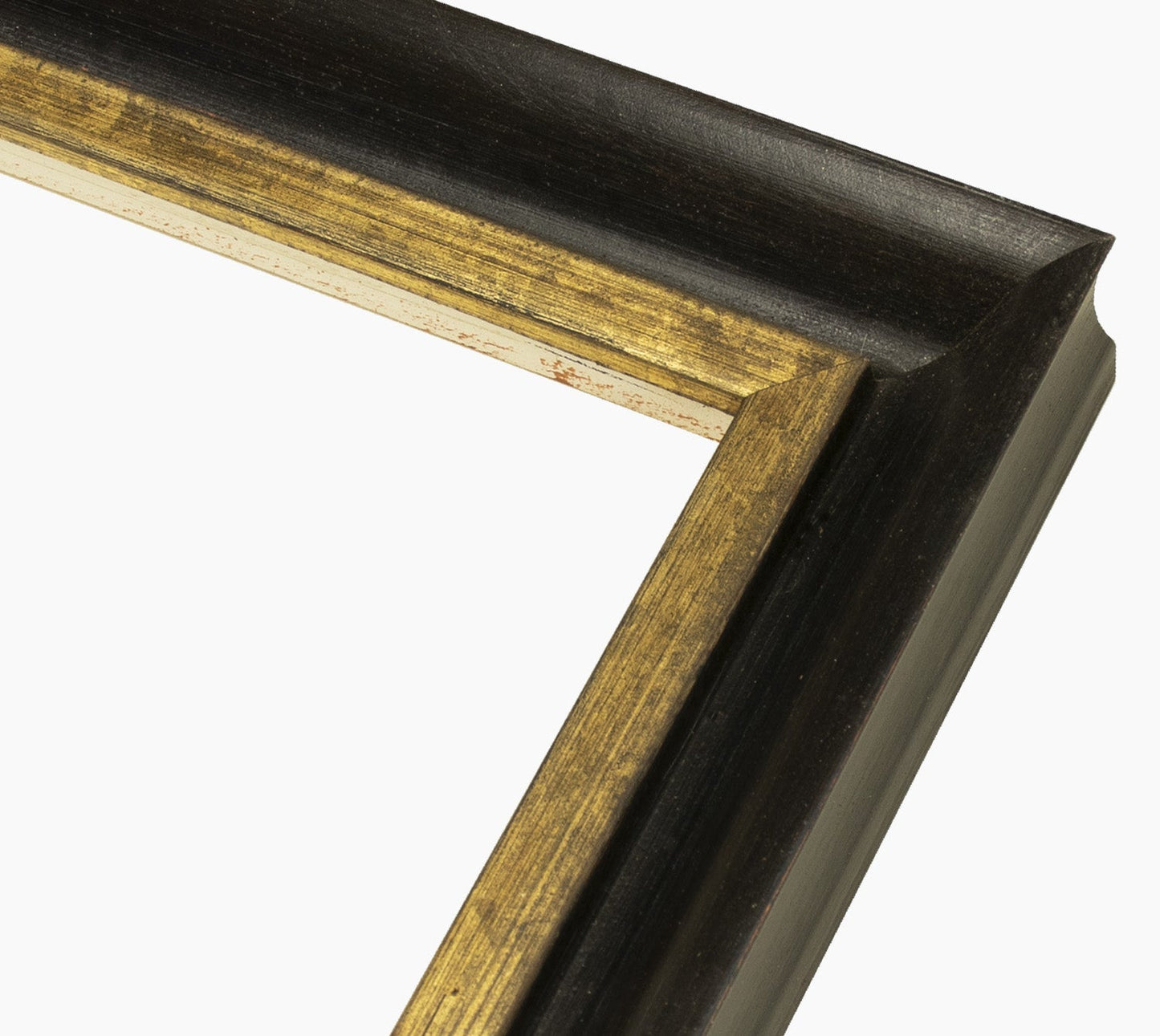 229.601 cadre en bois noire à cire avec fil d'or mesure de profil 45x45 mm Lombarda cornici S.n.c.