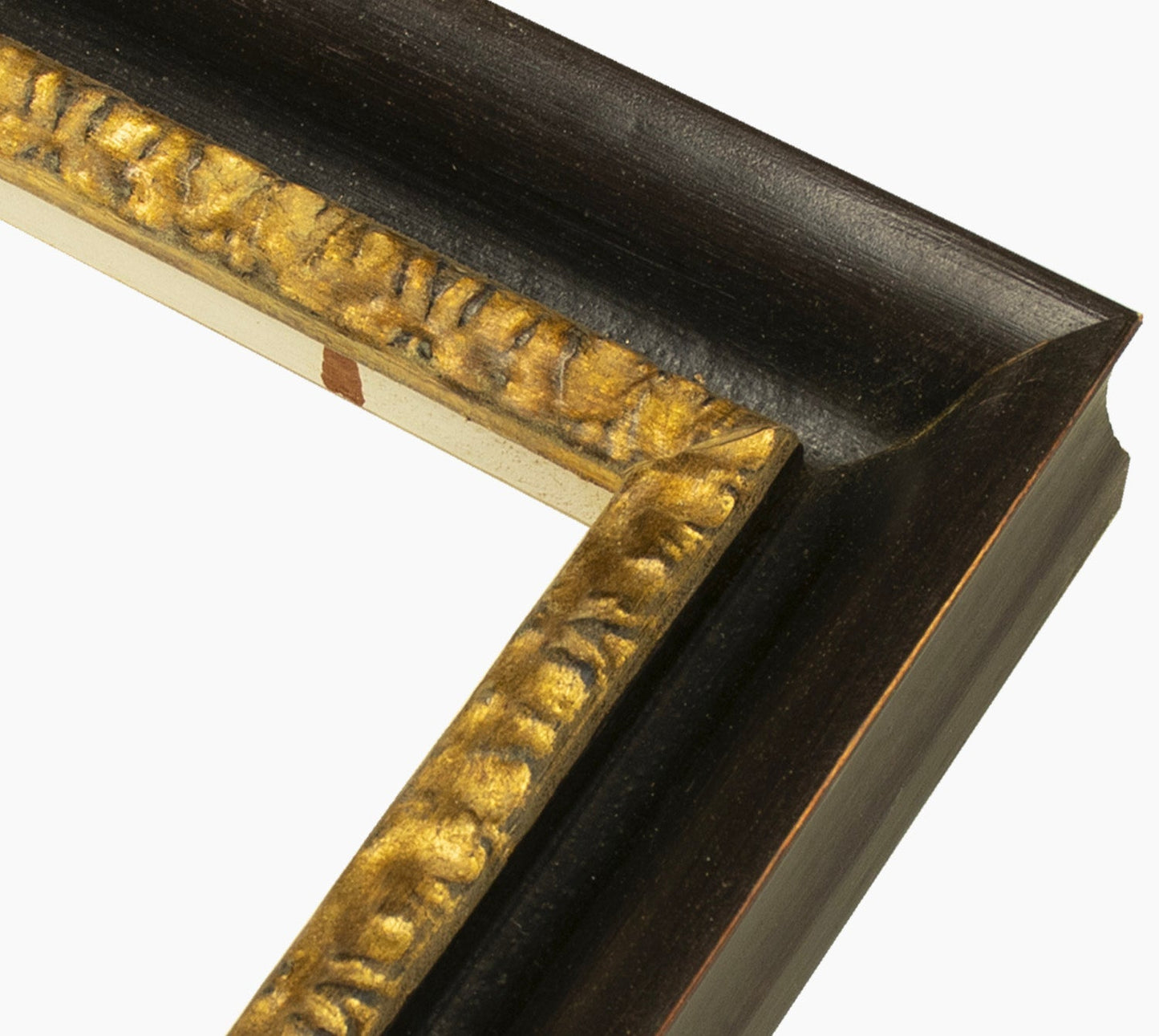 230.601 cadre en bois noire à cire avec fil d'or mesure de profil 45x45 mm Lombarda cornici S.n.c.