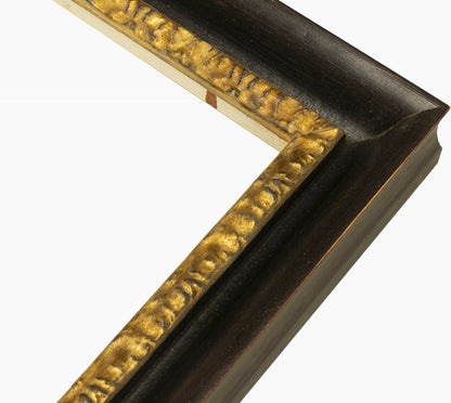 230.601 cadre en bois noire à cire avec fil d'or mesure de profil 45x45 mm Lombarda cornici S.n.c.