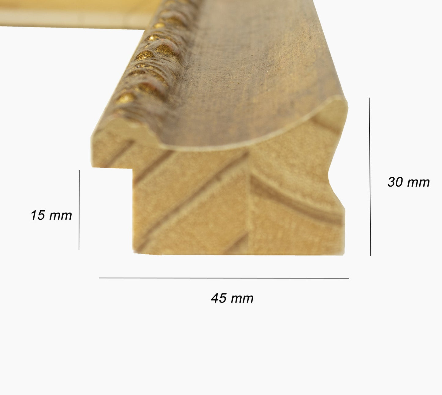 297.230 cadre en bois à la feuille d'or antique mesure de profil 45x30 mm Lombarda cornici S.n.c.