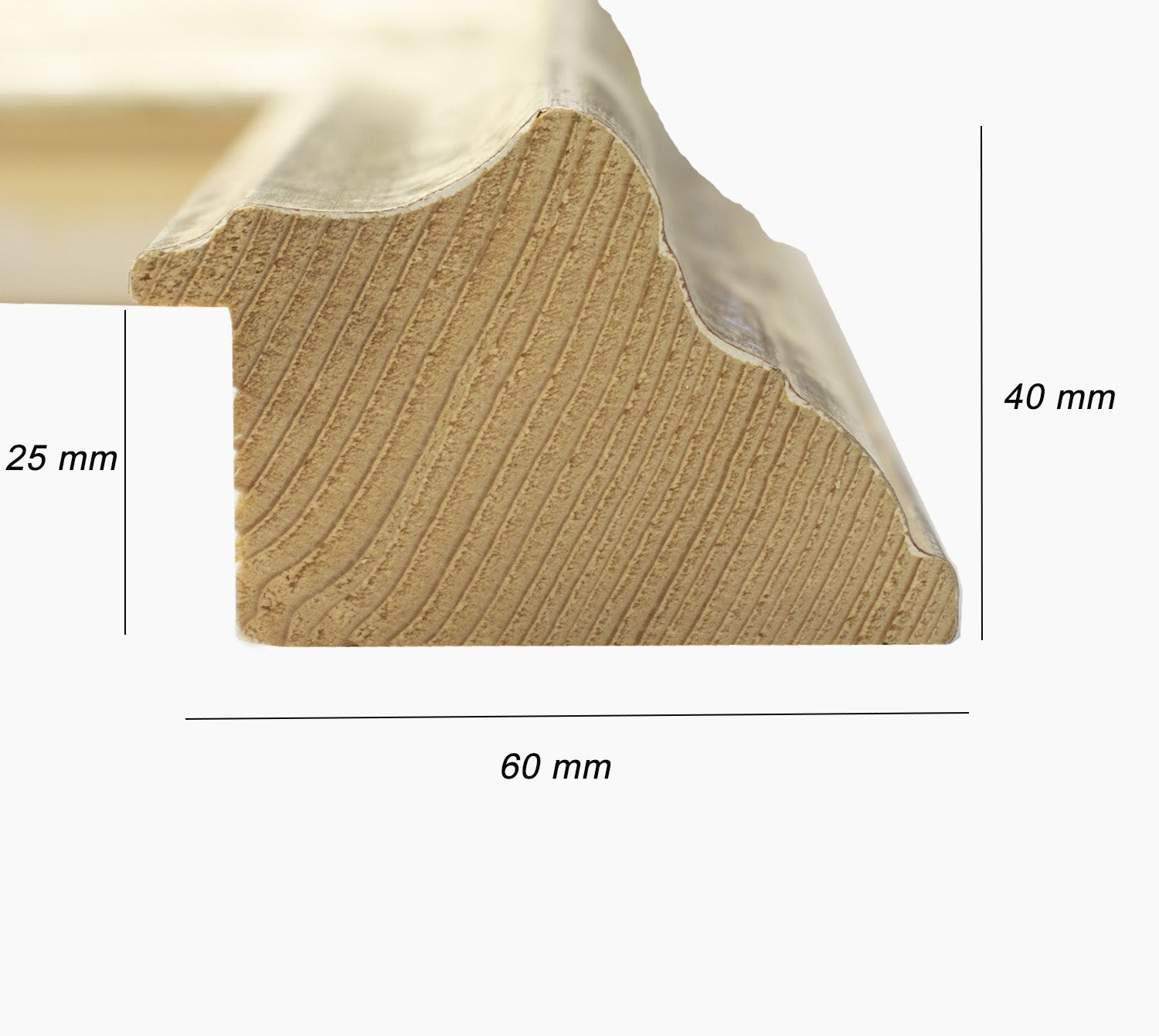 310.011 cadre en bois à la feuille d'argent mesure de profil 60x40 mm – AC  Lombarda cornici