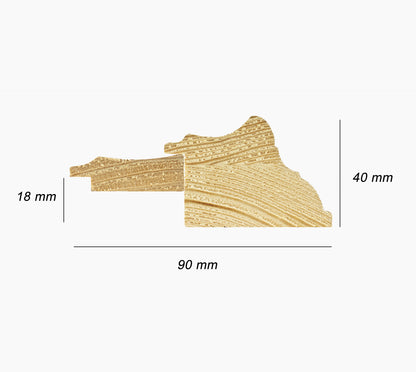 CP3.310.010 cadre en bois avec passe-partout 3,5 fil d'or