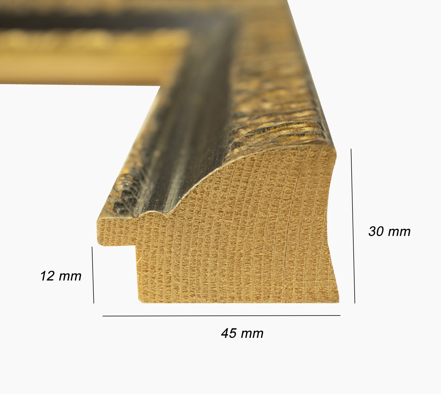 325.601 cadre en bois feuille d'or gorge noire mesure de profil 45x30 mm Lombarda cornici S.n.c.