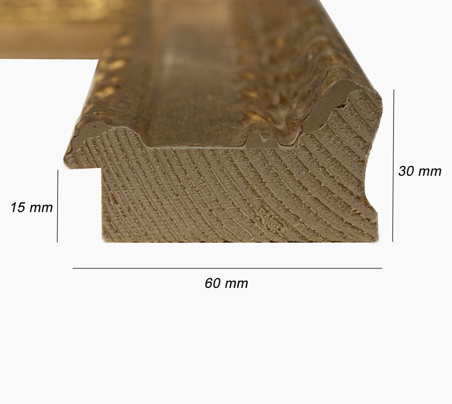 343.010 cadre en bois à la feuille d'or mesure de profil 60x30 mm Lombarda cornici S.n.c.