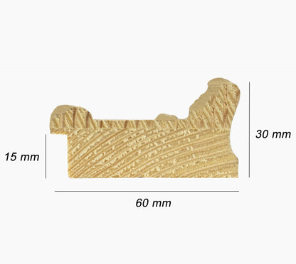 CV.343.601 wooden frame gold leaf black groove with glass profile measure 60x30 mm