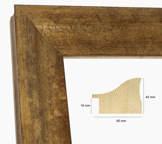 345.230 cadre en bois à la feuille d'or antique mesure de profil 60x45 mm