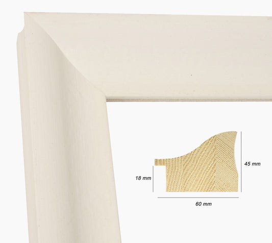 345.899 cadre en bois blanc avec de la cire mesure de profil 60x45 mm