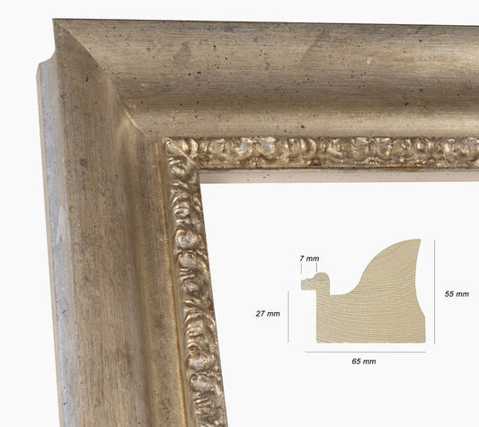 430.011 cadre en bois à la feuille d'argent mesure de profil 65x55 mm Lombarda cornici S.n.c.
