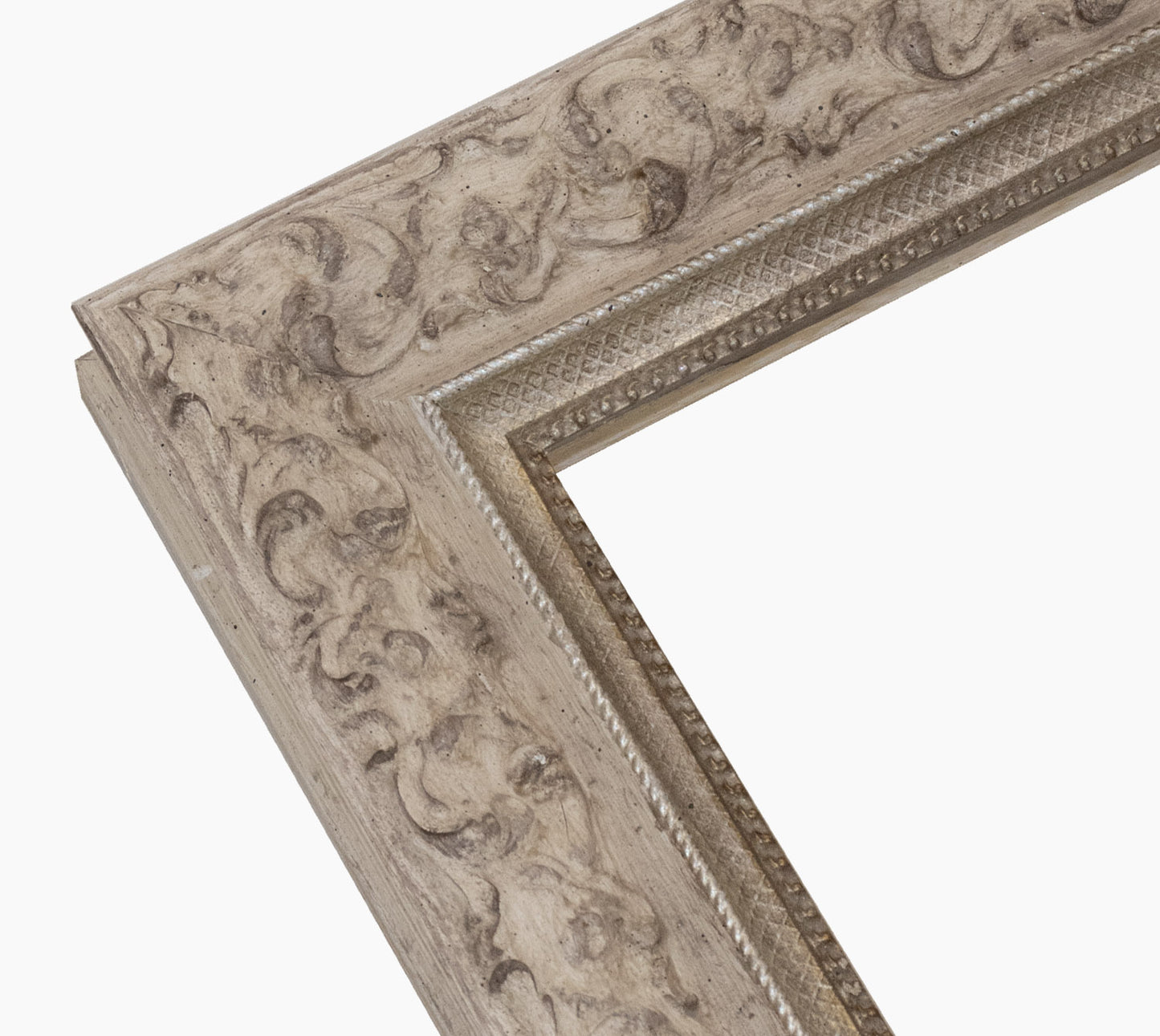 Cadre en bois gris tourterelle et argent 4497.3040