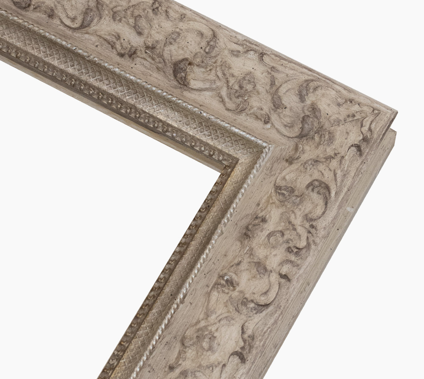 Cadre en bois gris tourterelle et argent 4497.3040