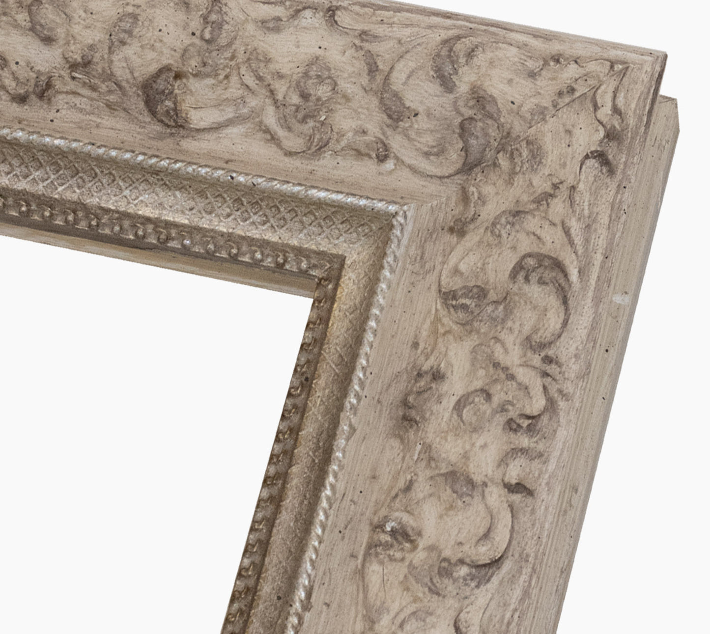 Cadre en bois gris tourterelle et argent 4497.3040