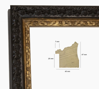 Cadre noire et or en bois sur mesure 495.601