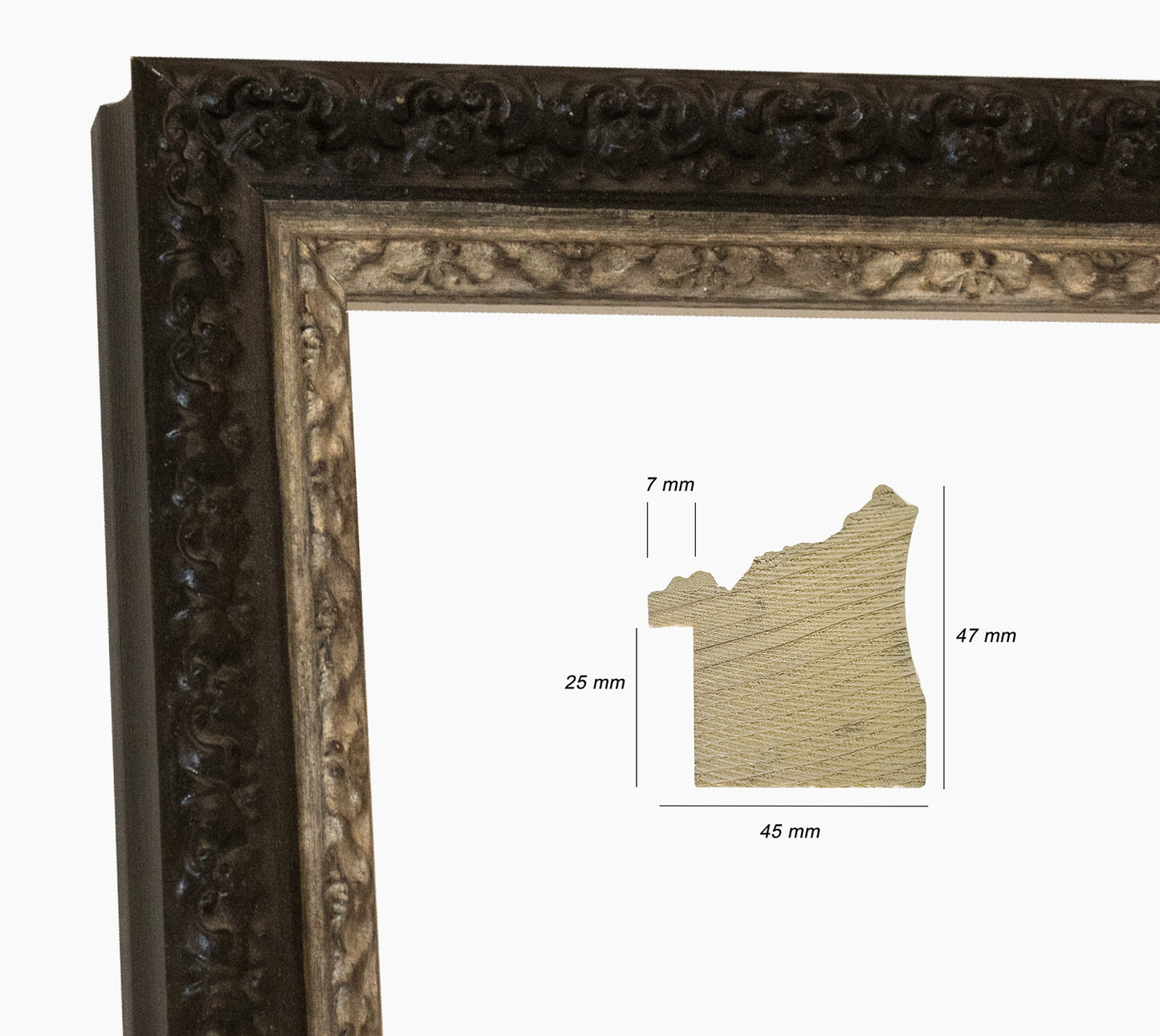 Cadre noire et argent en bois sur mesure 495.602