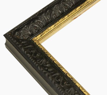 496.601 cadre en bois noire à cire avec fil d'or mesure de profil 45x50 mm Lombarda cornici S.n.c.