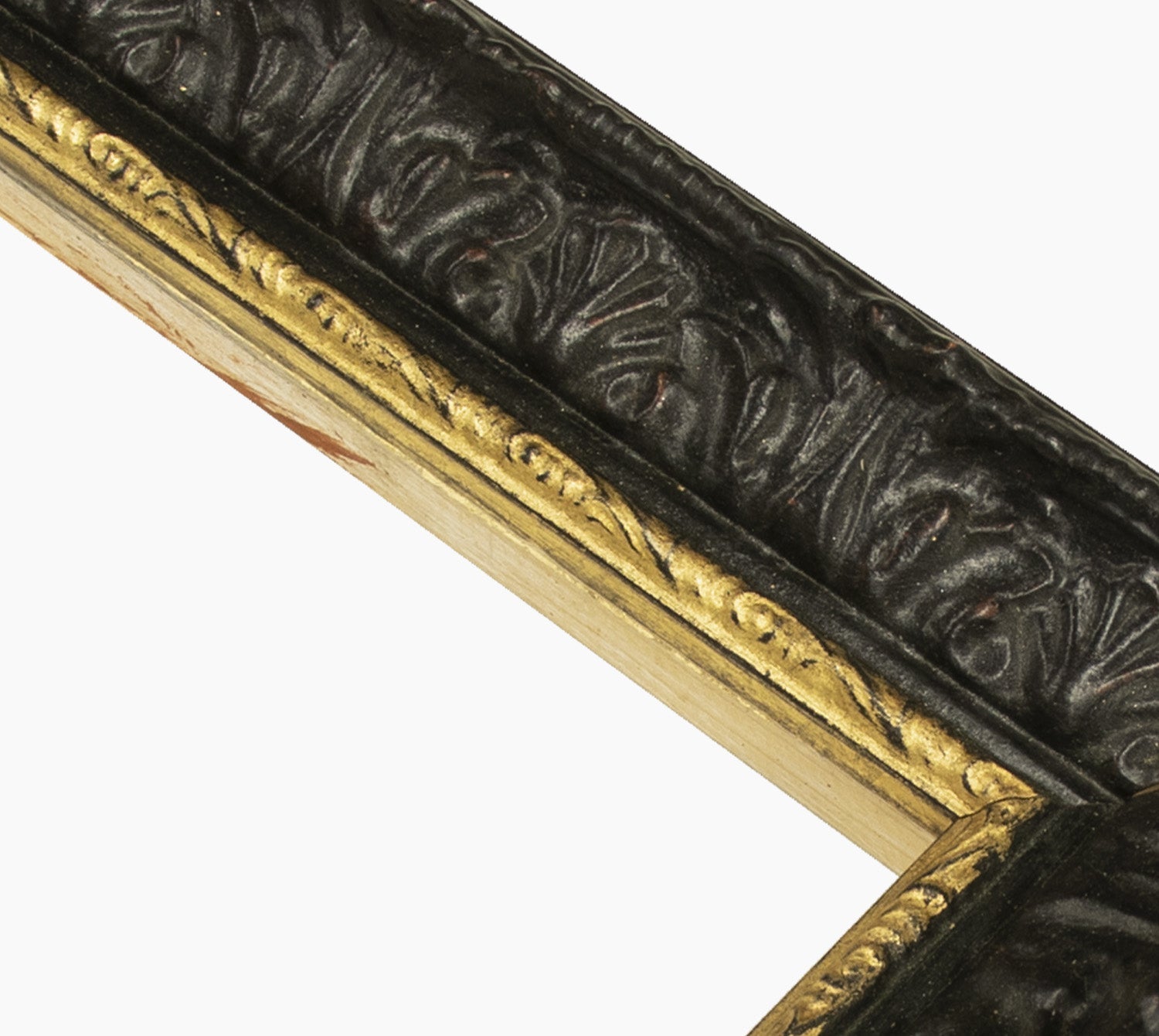 496.601 cadre en bois noire à cire avec fil d'or mesure de profil 45x50 mm Lombarda cornici S.n.c.