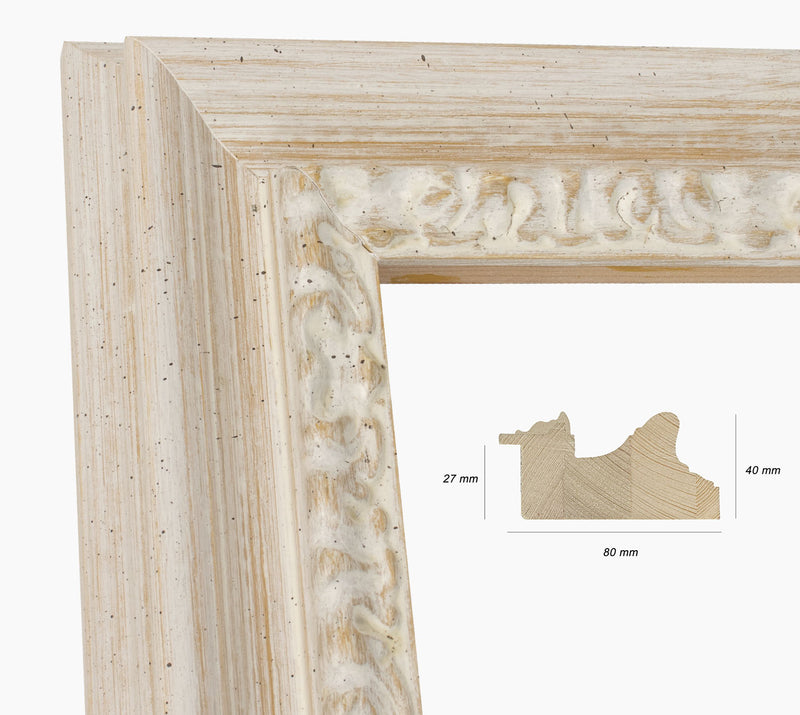 Cadre blanc fond ocre en bois sur mesure 506.915