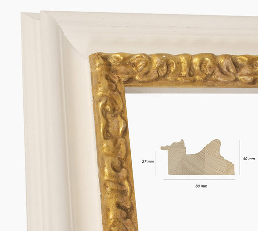 Custom white gold wire wooden frame 506.997
