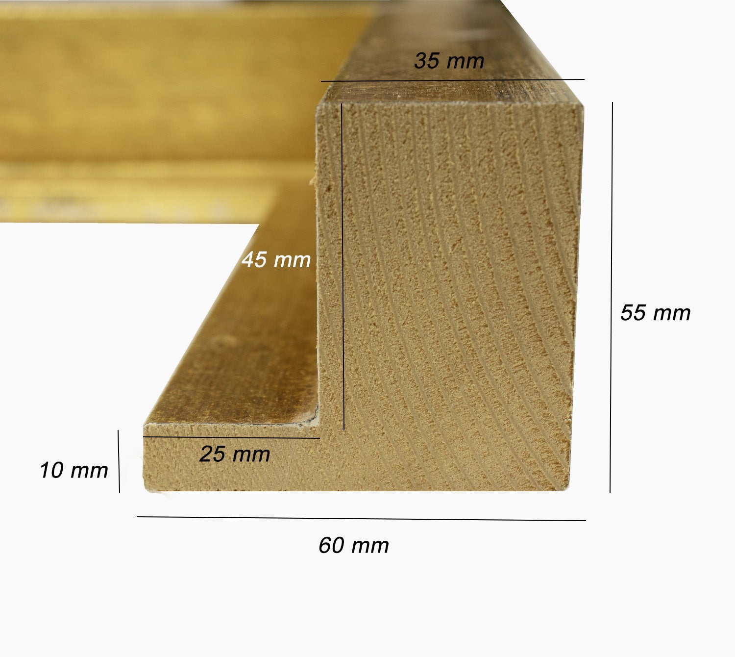 605.300 cadre en bois a la feuille d'or mesure de profil 60x55 mm Lombarda cornici S.n.c.