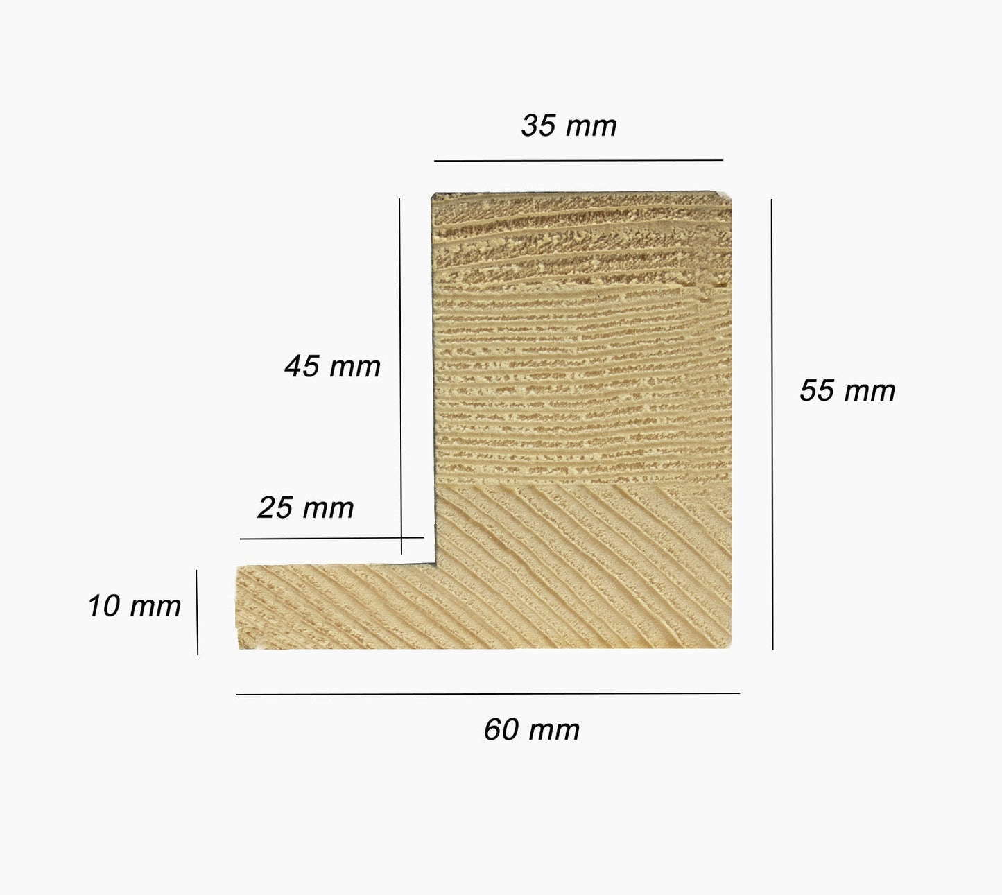 605.920 cadre en bois blanc fond marron mesure de profil 60x55 mm Lombarda cornici S.n.c.
