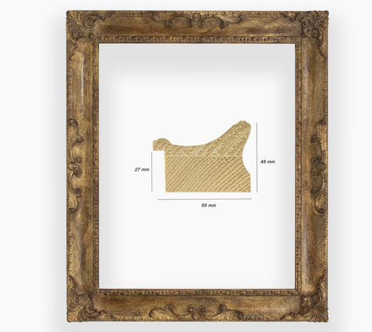 COR.620.230 cadre en bois à la feuille d'or antique