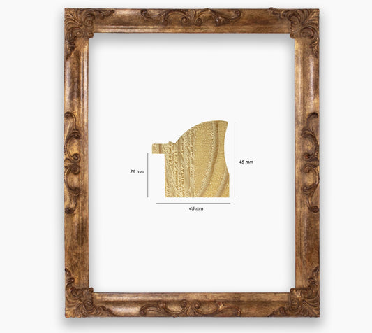 COR.227.230 cadre en bois à la feuille d'or antique Lombarda cornici S.n.c.