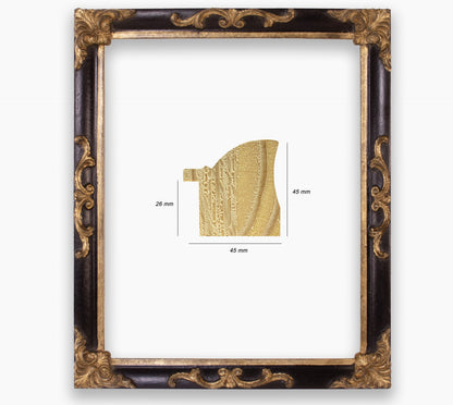 COR.227.601 cadre en bois à la feuille d'or gorge noire Lombarda cornici S.n.c.
