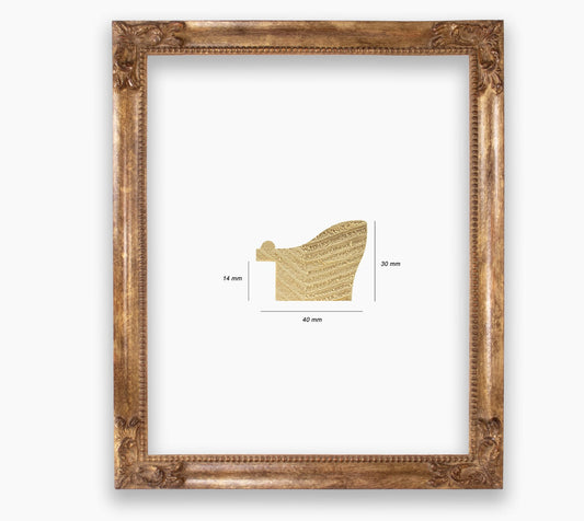 COR.247.230 cadre en bois à la feuille d'or antique Lombarda cornici S.n.c.