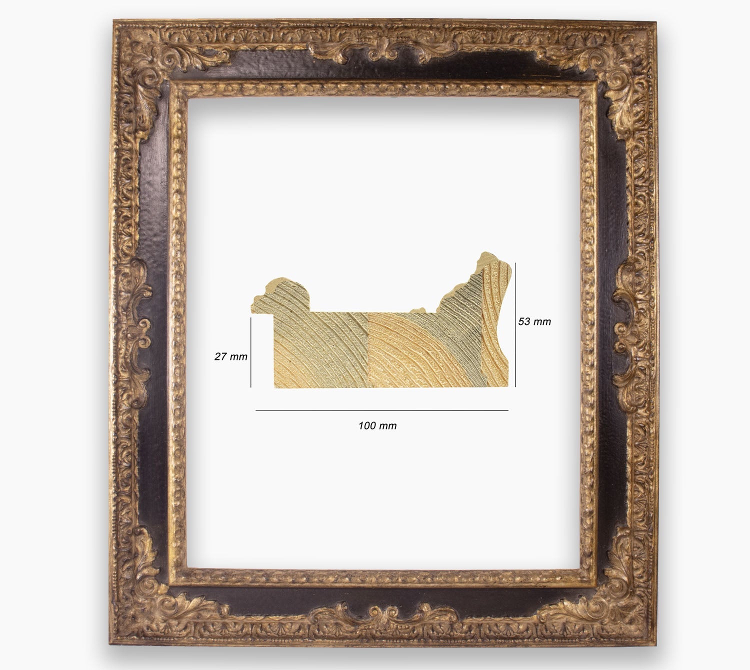 Cadre Photo Bois Sapin Doré à La Feuille D'or – Intérieur 40x50 Cm, Neuf