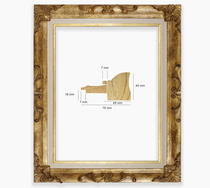 Cadre baroque a la feuille d'or antique COR227230135