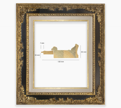 Cadre baroque noir a la feuille d'or COR743601135