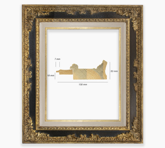 Cadre baroque noir a la feuille d'or COR743601135