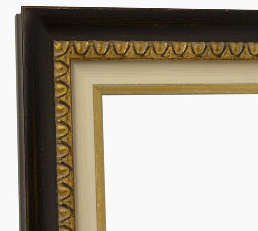 CP3.228.601 cadre en bois noire à cire avec fil d'or avec passe-partout 3,5 fil d'or Lombarda cornici S.n.c.