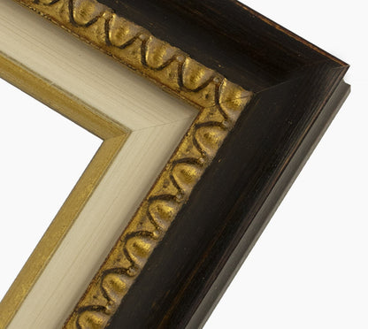 CP3.228.601 cadre en bois noire à cire avec fil d'or avec passe-partout 3,5 fil d'or Lombarda cornici S.n.c.